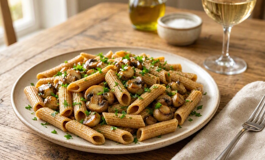 Pasta Integrale con Funghi e Prezzemolo